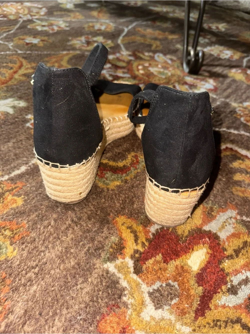 Kelly & Katie Black Espadrille Wedge Sandals